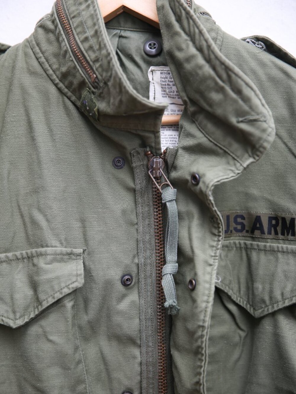 Vintage 1974 US Army M-65 Field Jacket by John Ownbey Co. Medium Short Brass Zip - Picture 7 of 14